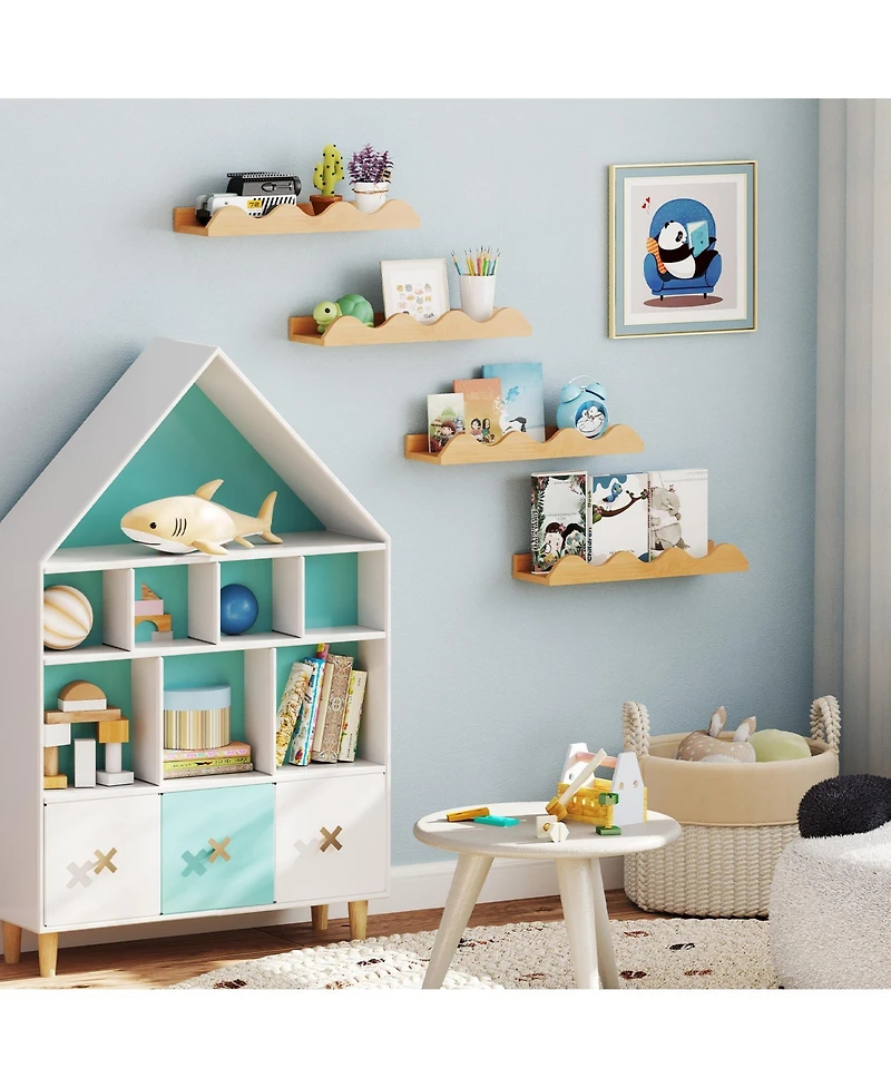 Slickblue Set of 4 Floating 16" Kids Shelves for Books and Toy Storage