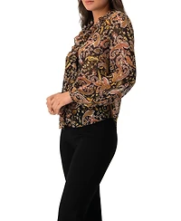 Ivonne Women's V-Neck Ruffle Trim Printed Blouse