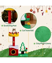 Aostirmotor 29.5" Tall Multi-level Cat Tower with Cat Condo in Red