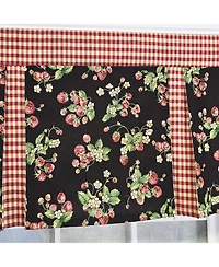 Rlf Home Strawberry Pleated 100% Cotton Rod Pocket Window Valance 50" x 17" Black