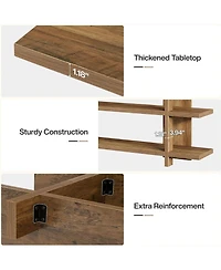 Tribesigns 63 Inches Long Console Table with Storage, Wooden Narrow Entryway Table with 3-Tier Shelf, Farmhouse Accent Foyer Sofa Furniture