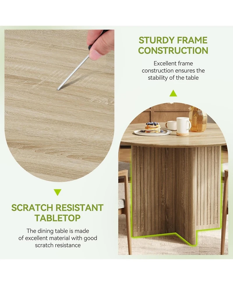 Tribesigns Round Dining Table for 4-6 People, Modern Wooden Kitchen Table with Pedestal Base, Small Dinner Table (Only Table)