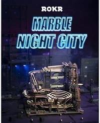 Robotime 3D Wooden Puzzles for Adults Marble Run Model Building Kit Marble Night City Wooden Puzzles Building Toy, Desk Decor Creative Birthday Gifts