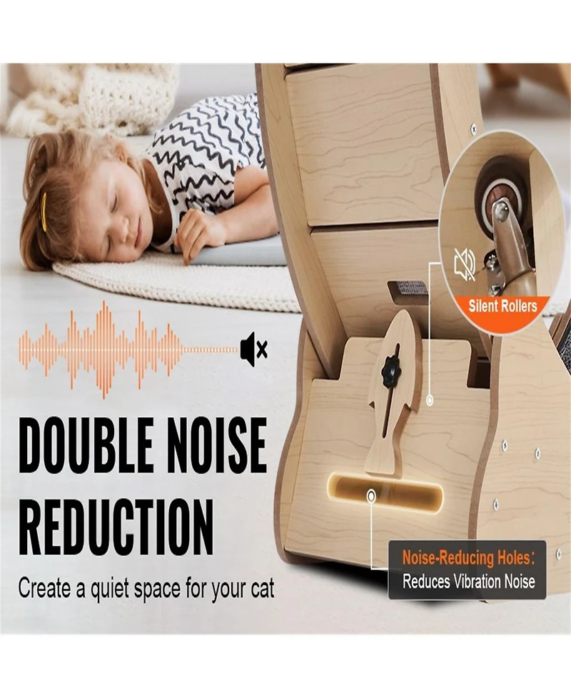 Aostirmotor 29.5 in Wooden Cat Running Wheel with Runway in Natural