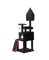 Aostirmotor 64.2" Tall Cat Tower with Coffin Bed,Condo in Black