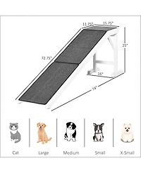 Aostirmotor Convenient Pet Ram Dog Ramp in Grey and White