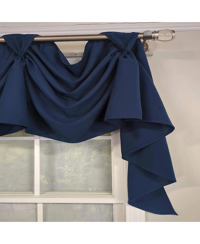 Rlf Home Classic Solid 3-s Victory 100% Cotton Tab Top Swag Window Curtain 54" x 25" Navy