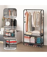 gaomon Heavy Duty Clothes Rack Freestanding Garment With Shelves Metal Clothing Closet Storage Portable Hanger