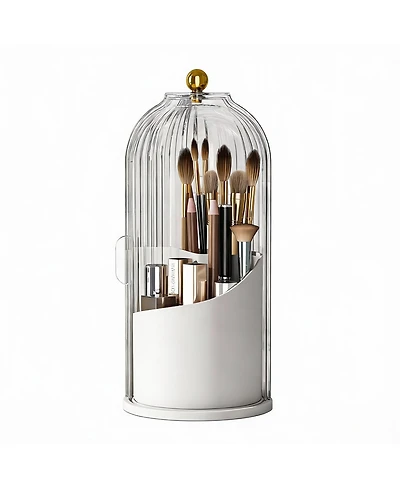 Yigii Makeup Brush Holder 360 Rotating Clear Dustproof Organizer