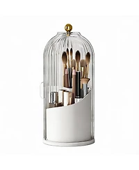 Yigii Makeup Brush Holder 360 Rotating Clear Dustproof Organizer