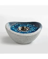 Flynama 11.42 in. x 5.91 in. Oval Ethanol Concrete Tabletop Fire Pit with Personal Fireplace Mini Fire Pit