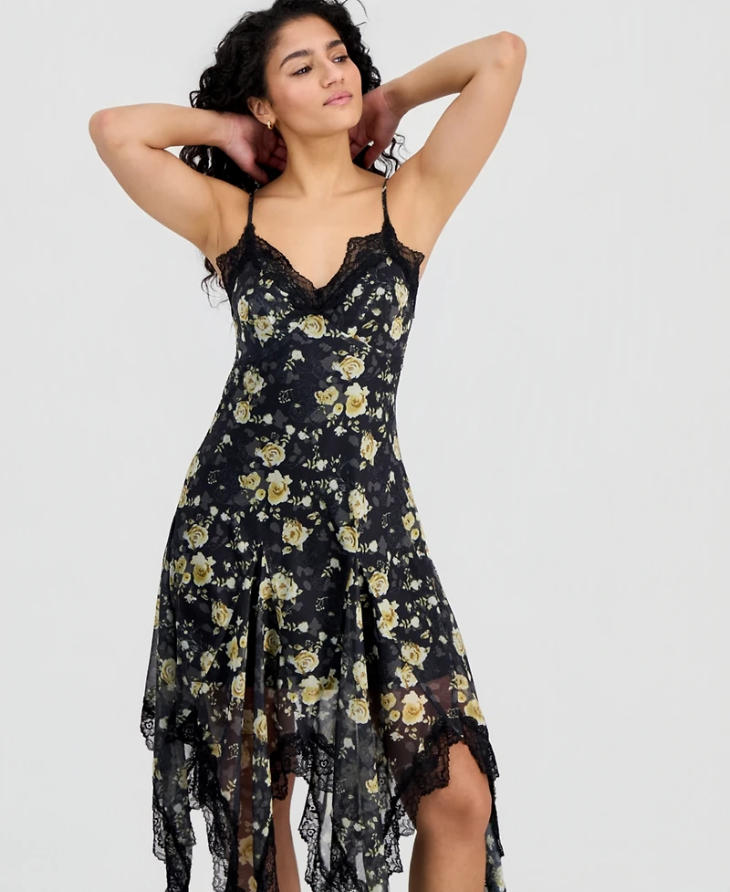And Now This Women's Lace-Trim Handkerchief-Hem Dress, Macy's Exclusive