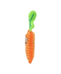 Tuffy Funny Food Jr Carrot, Durable Plush Squeaky Dog Toy