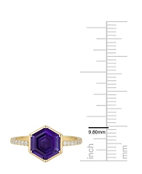 Macy's Amethyst (2 ct. t.w.) and Lab-Grown White Sapphire (0.01 Ring 14k Gold Over Sterling Silver (Also Available Multi-Stones)