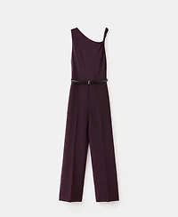 Mango Women's Asymmetrical Neckline And Belt Jumpsuit