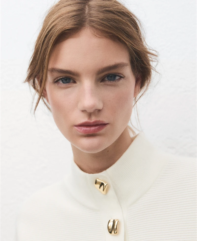 Mango Women's Jewel Buttons Turtleneck Sweater