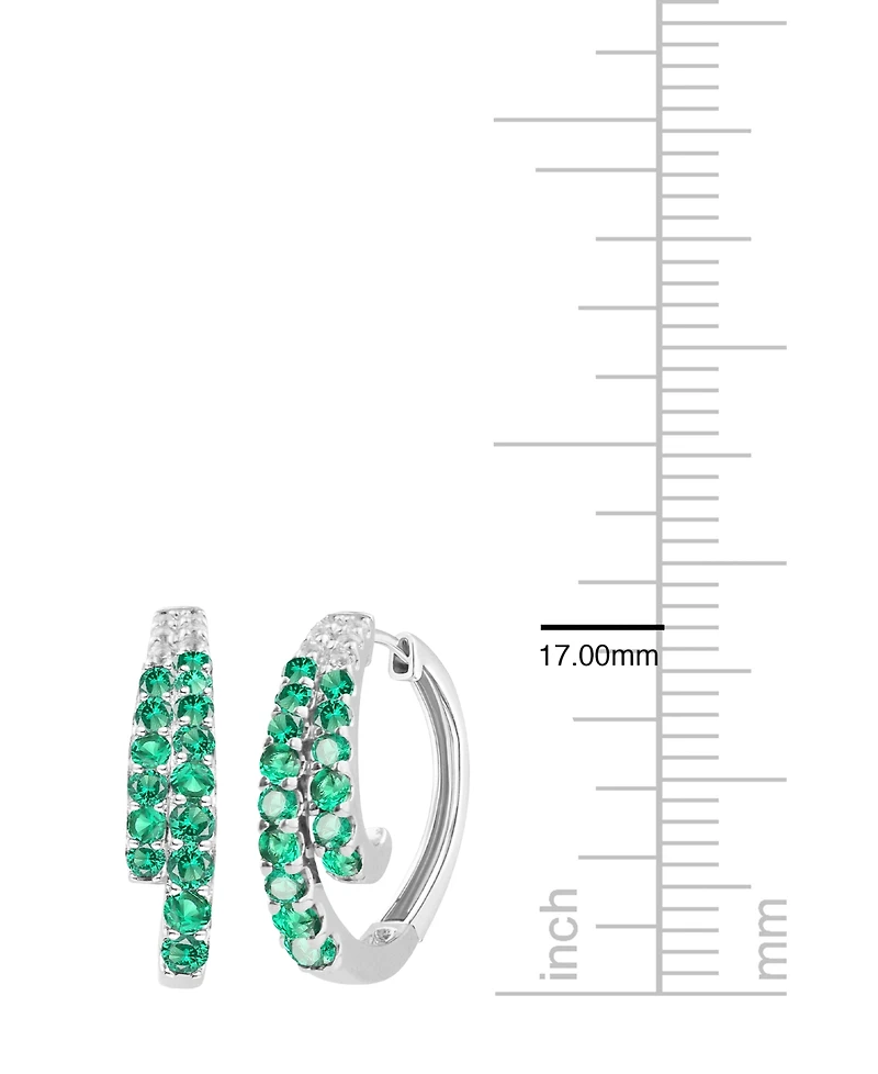 Macy's Lab-Grown Ruby (1 ct. t.w.) and White Sapphire (0.02 Hoop Earrings Sterling Silver (Also Available Emerald, Sapphire)