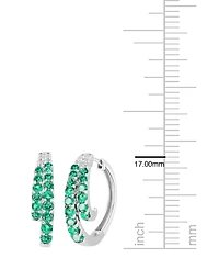 Macy's Lab-Grown Ruby (1 ct. t.w.) and White Sapphire (0.02 Hoop Earrings Sterling Silver (Also Available Emerald, Sapphire)