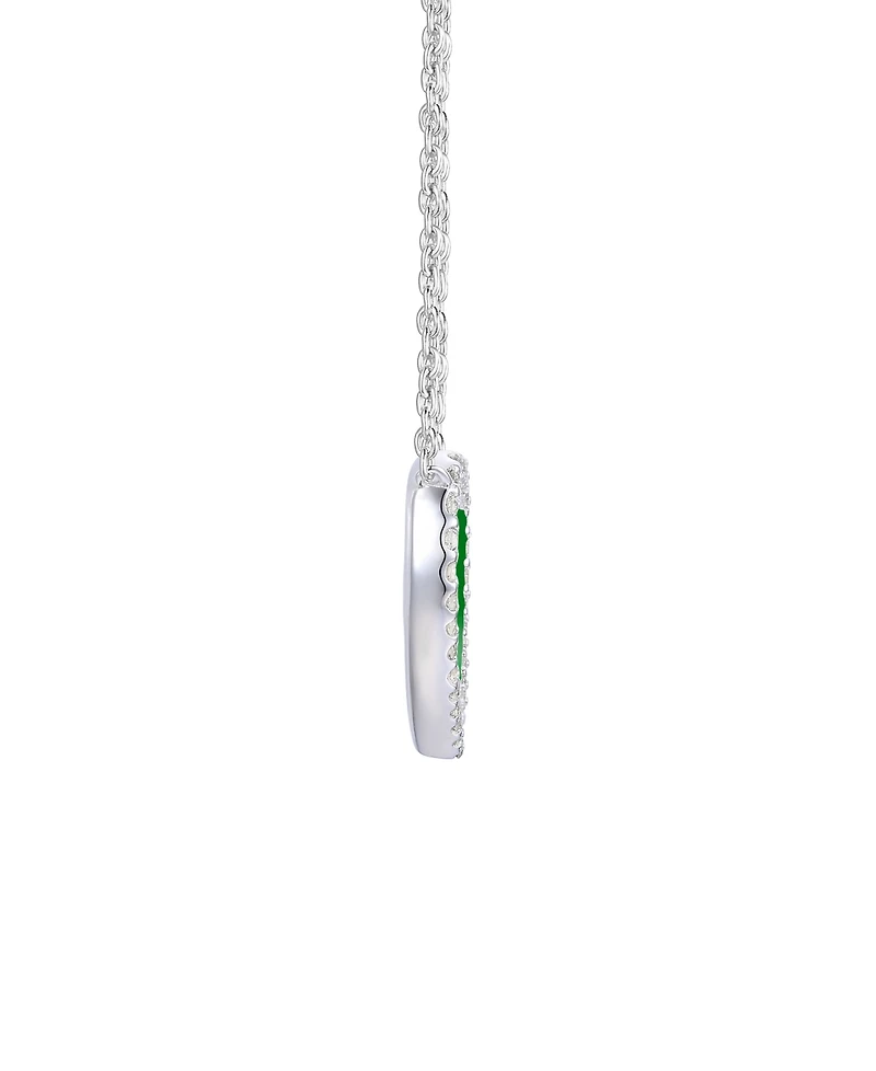 Macy's Jade (12mm) and Lab-Grown White Sapphire (0.02 ct. t.w.) Heart Pendant Necklace Sterling Silver (Also Available Onyx)