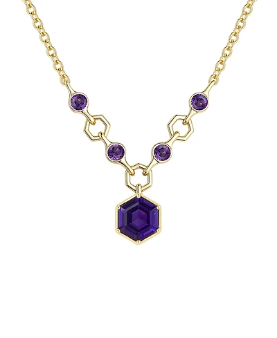 Macy's Amethyst (2.5 ct. t.w.) Hexagon Pendant Necklace Sterling Silver (Also Available Multi-Stones)