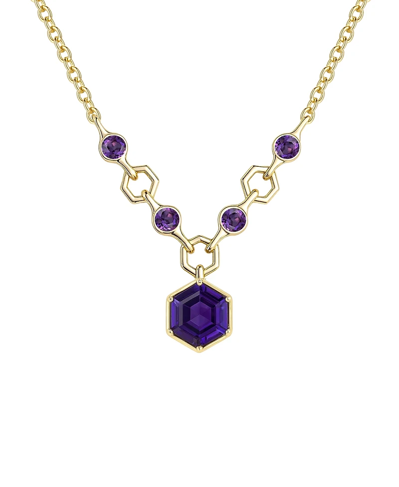 Macy's Amethyst (2.5 ct. t.w.) Hexagon Pendant Necklace Sterling Silver (Also Available Multi-Stones)