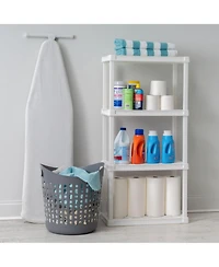 Iris Usa 4-Tier Light Duty Plastic Shelf 200lb Capacity, Medium Modular Shelving Unit Storage Organizer, White