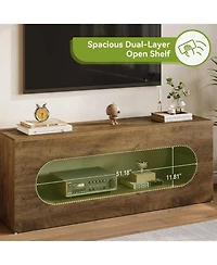 Tribesigns 63" Tv Stand for Tvs up to 65 Inches, Entertainment Center with Large Open Storage, Rustic Natural TV Console