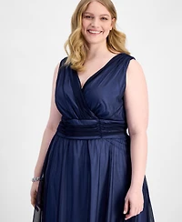 Connected Plus Sleeveless Chiffon Midi Dress