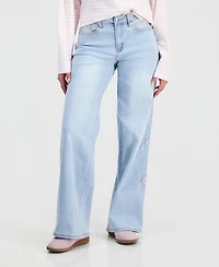 Madden Girl Women's Bow-Embroidery Ultra 90s Jeans