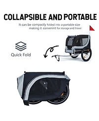 Aostirmotor Large Folding Bike Trailer for Dogs with 100LB Capacity in Grey
