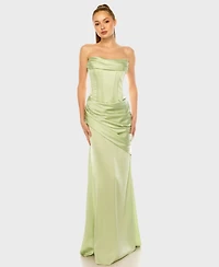 B Darlin Women's Strapless Front Drape Neck Ball Gown