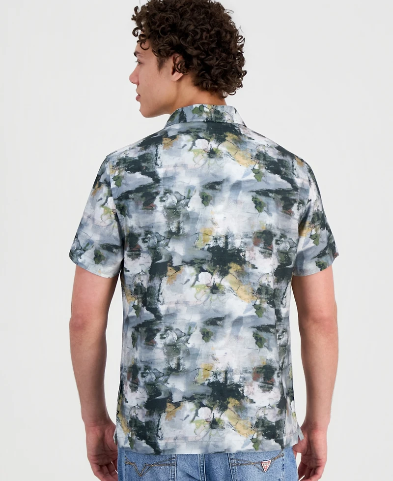 Guess Men's Abstract-Print Short-Sleeve Shirt