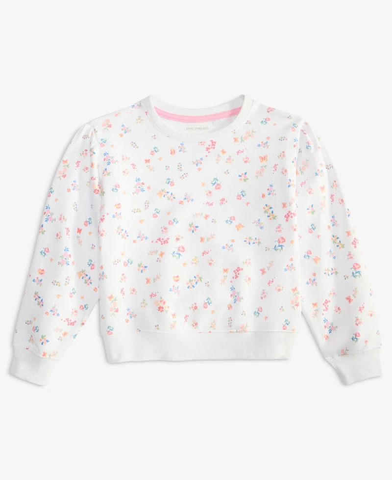 Epic Threads Girls' Xs-xl Floral-Print Crewneck Sweatshirt, Macy's Exclusive