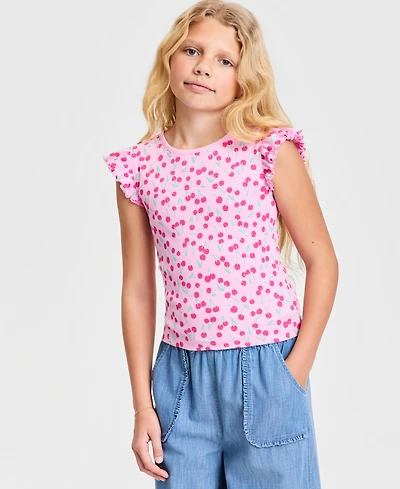 Epic Threads Girls' 5-20 Cherry-Print Flutter-Sleeve Top, Macy's Exclusive