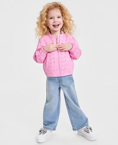 Epic Threads Girls' Toddler 12M-5T Cotton Eyelet Bomber Jacket, Macy's Exclusive