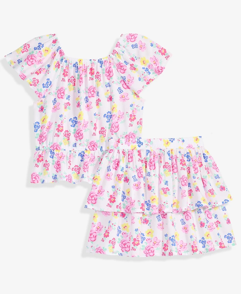Epic Threads Toddler Girls' 12M-5T Floral-Print Cotton Top & Skirt, 2-Piece Set, Macy's Exclusive
