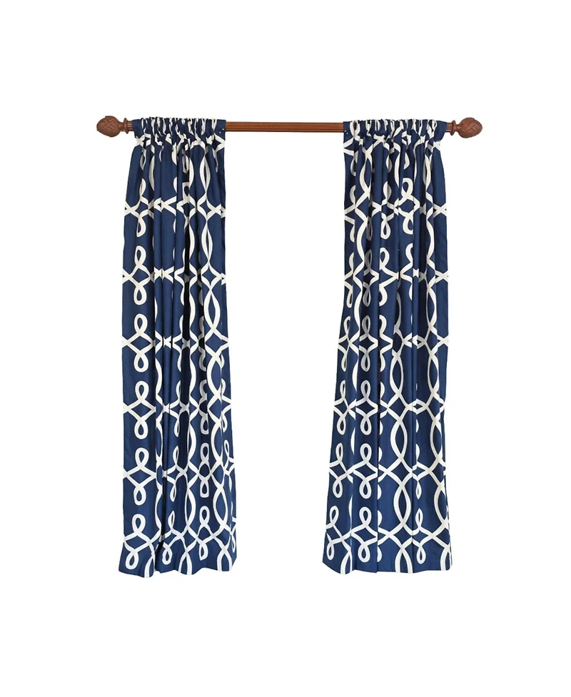 Rlf Home Oblique 100% Cotton Rod Pocket Window Curtain set of 2 Panels 100" x 63" Navy