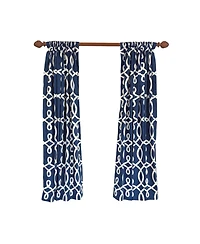 Rlf Home Oblique 100% Cotton Rod Pocket Window Curtain set of 2 Panels 100" x 63" Navy