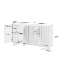Streamdale Furniture Modern 4-door storage cabinet with ash veneer and Black finish