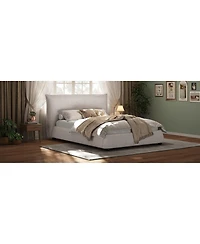 Streamdale Furniture Twin Upholstered Platform Bed with Linen Pillow-Back Headboard