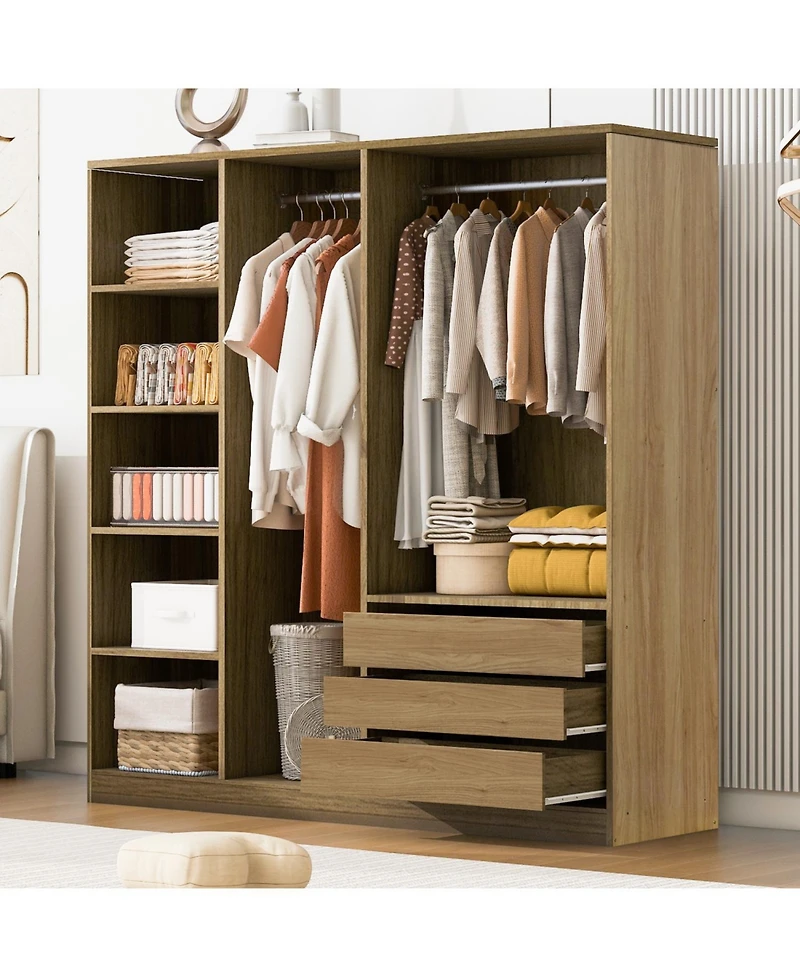 Streamdale Furniture Modern Open Wardrobe with Drawers & Shelves