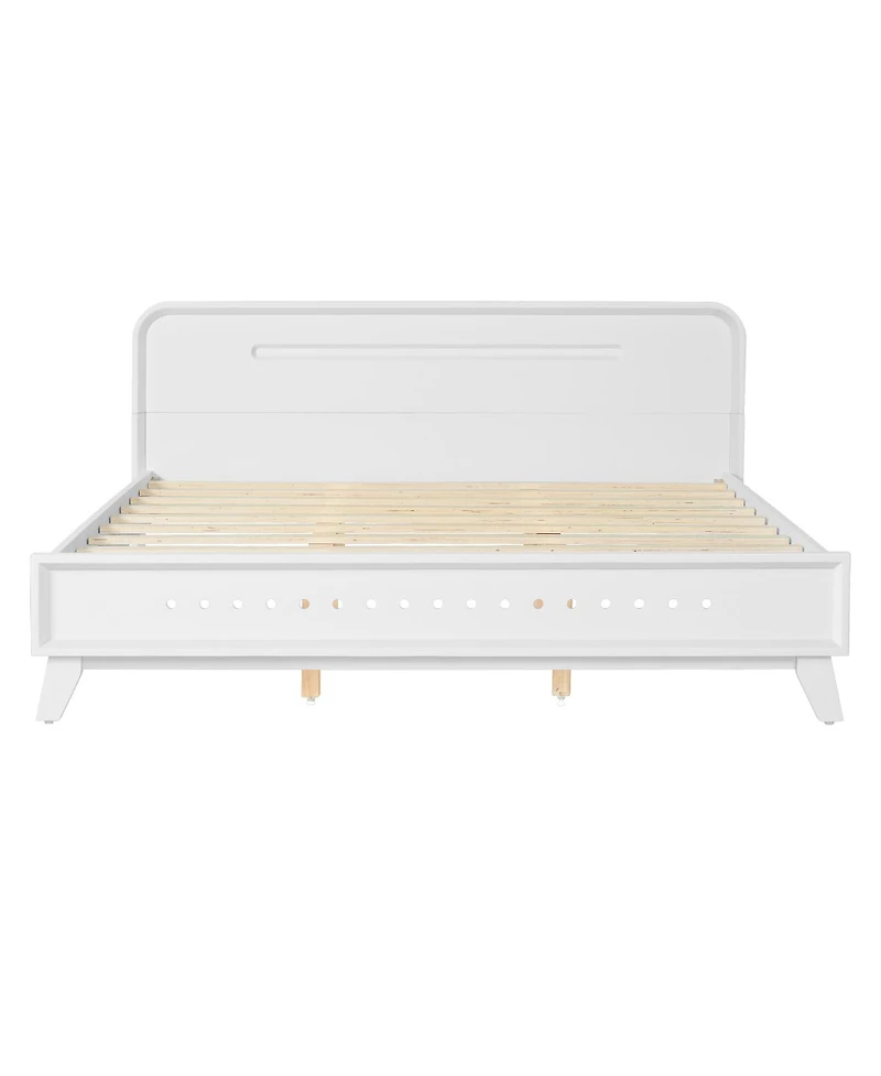 Streamdale Furniture White Solid Pine Wood Queen Bed Frame with Timeless Design