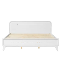 Streamdale Furniture White Solid Pine Wood Queen Bed Frame with Timeless Design