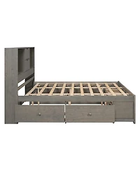 Streamdale Furniture King Size Platform Bed with Storage Headboard and 8 Drawers