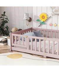 Streamdale Furniture Twin Floor Bed with Fence & Door