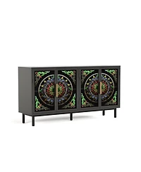 Streamdale Furniture Streamdale Decorative 4-door cabinet with painted glass and metal frame