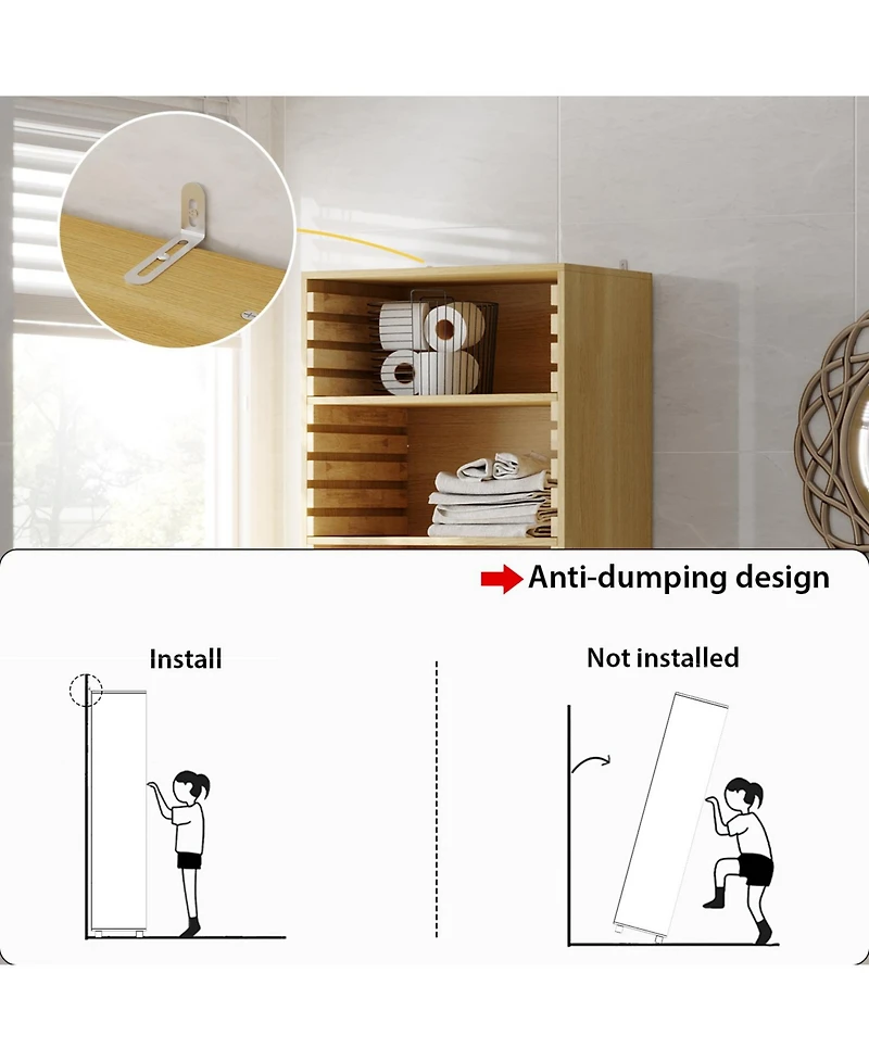 Homsee Bathroom Cabinet With 2 Adjustable Shelves & 3 Drawers