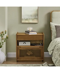 Streamdale Furniture Mid Century Modern Nightstand with Charging Station & 2 Drawers