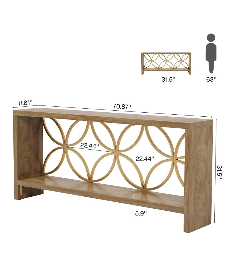 Tribesigns 70.9-Inch Narrow Sofa Table, Industrial Long Sofa Table Behind Couch, Entry Console Table with Storage for Entryway, Living Room, Foyer