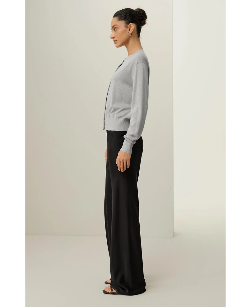 Lilysilk Women's Round-Neck Silk Cashmere Cardigan